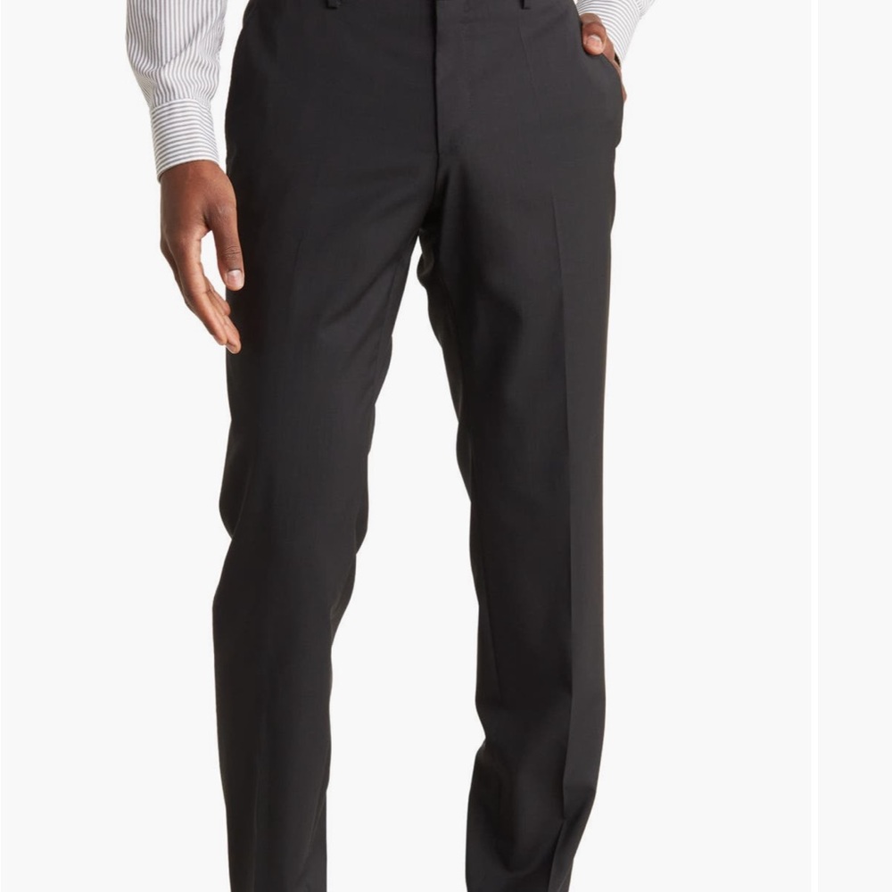 💯 wool Genesis Hugo Boss Black Dress Pants